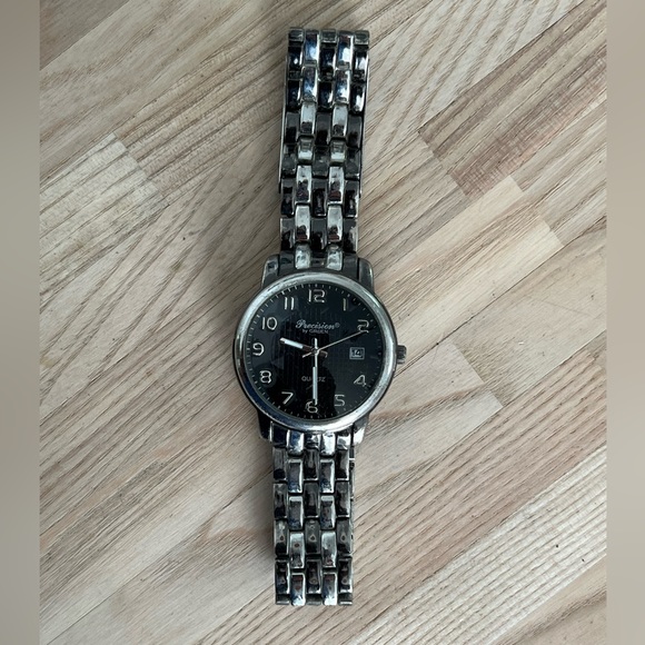 Precision by Gruen Men’s Watch Black Dial Two Tone Stainless Bracelet Date Wndw - Picture 5 of 12